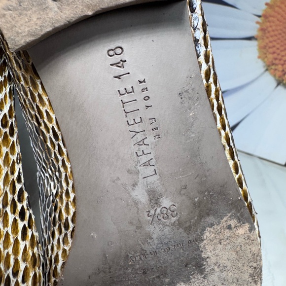 Lafayette 148 New York Snakeskin Ballet Flats | Handmade In Italy Size 38 1/2 - Picture 8 of 10